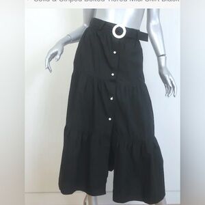 SOLID & STRIPED Black Cotton Skirt with removable belt.